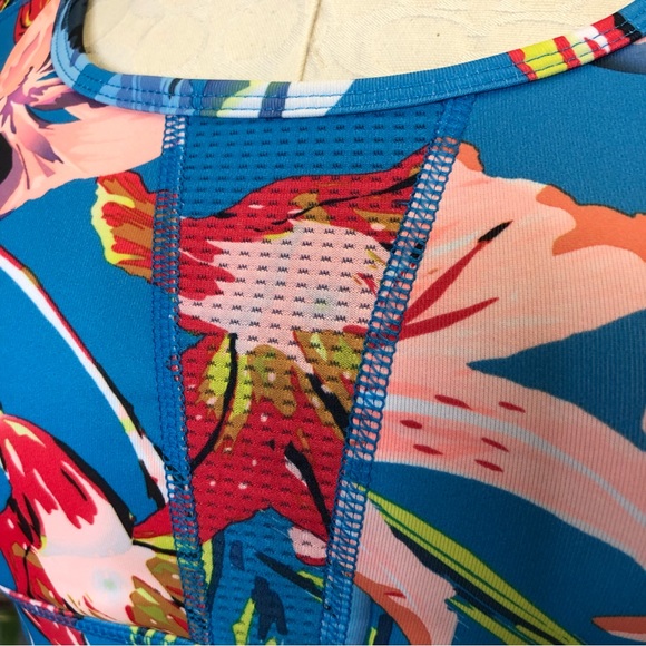 Fila Sport | Low Impact Sports Bra Blue Floral Print Racerback Size Large - Picture 3 of 5